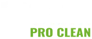 A white background with green letters that say `` pro clean ''.