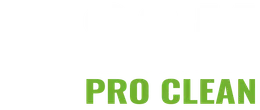 A white background with green letters that say `` pro clean ''.