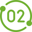 The number 02 is in a green circle on a white background.