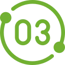 The number 03 is in a green circle on a white background.